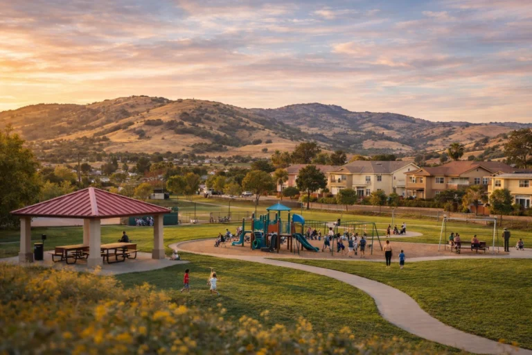 Community park and residential area in American Canyon California
