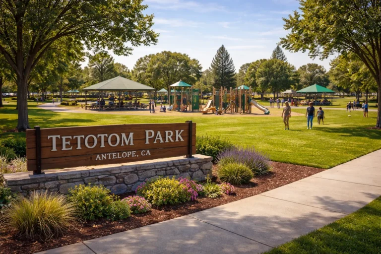 Residential neighborhood in Antelope, California near Sacramento with parks and suburban homes